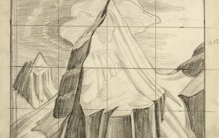 pencil drawing of mountains
