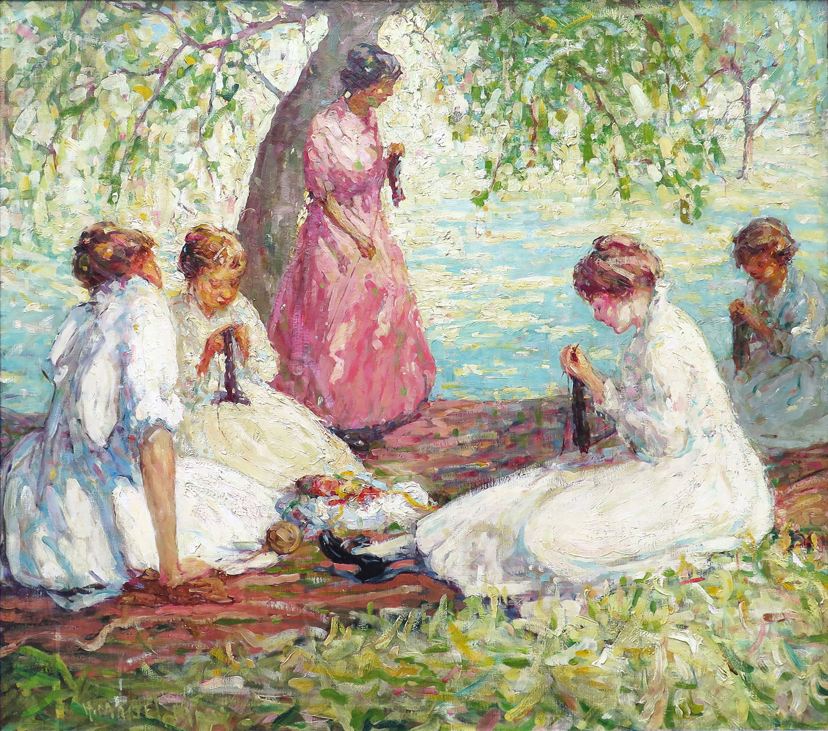 group of women knitting