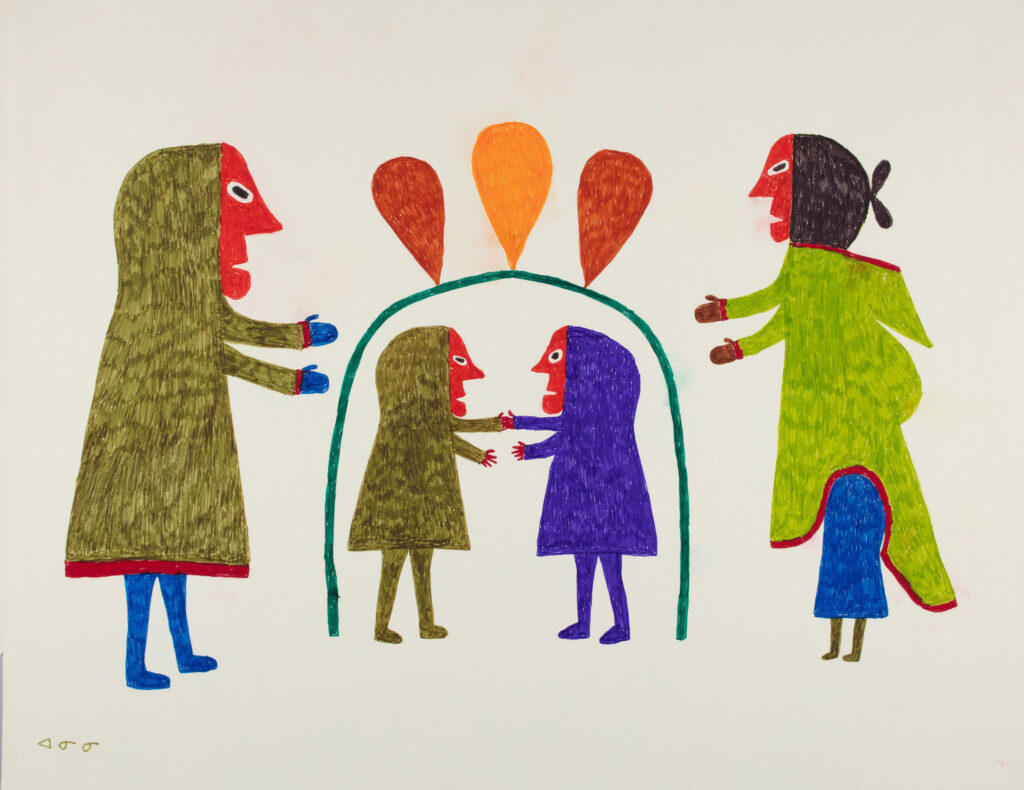 family in felt-tip pen on paper